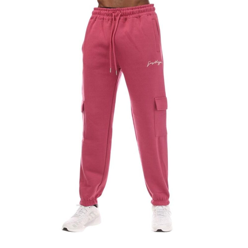 Hype Mens Solid Cargo Jogging Bottoms / Pink